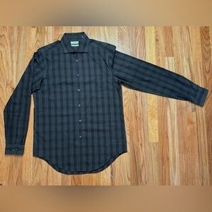 Calvin Klein Men’s business casual Dress Shirt Gray Slim Fit 100% Cotton Size 16